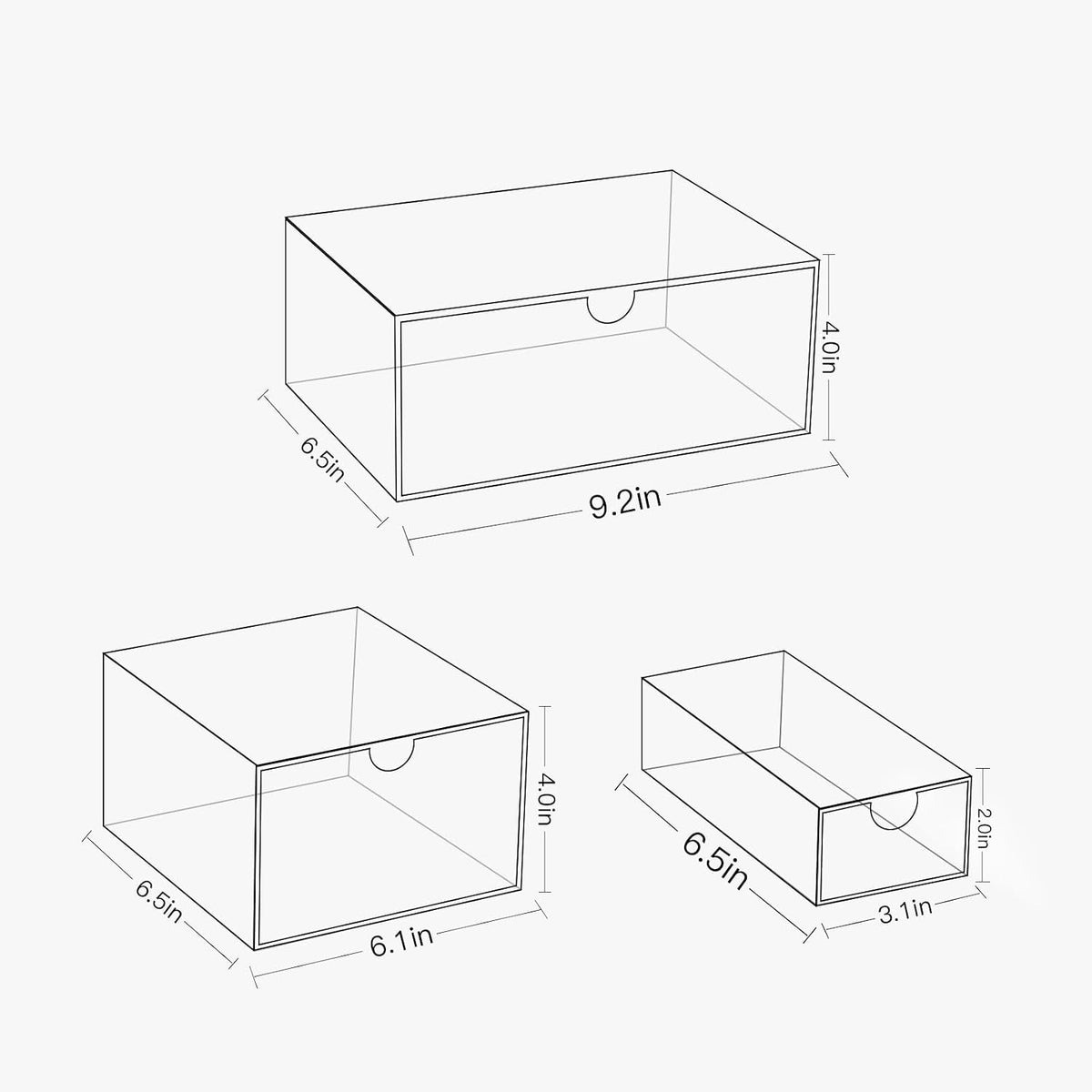 4-piece Acrylic Desktop Drawer Organizer Set (3 Sizes)