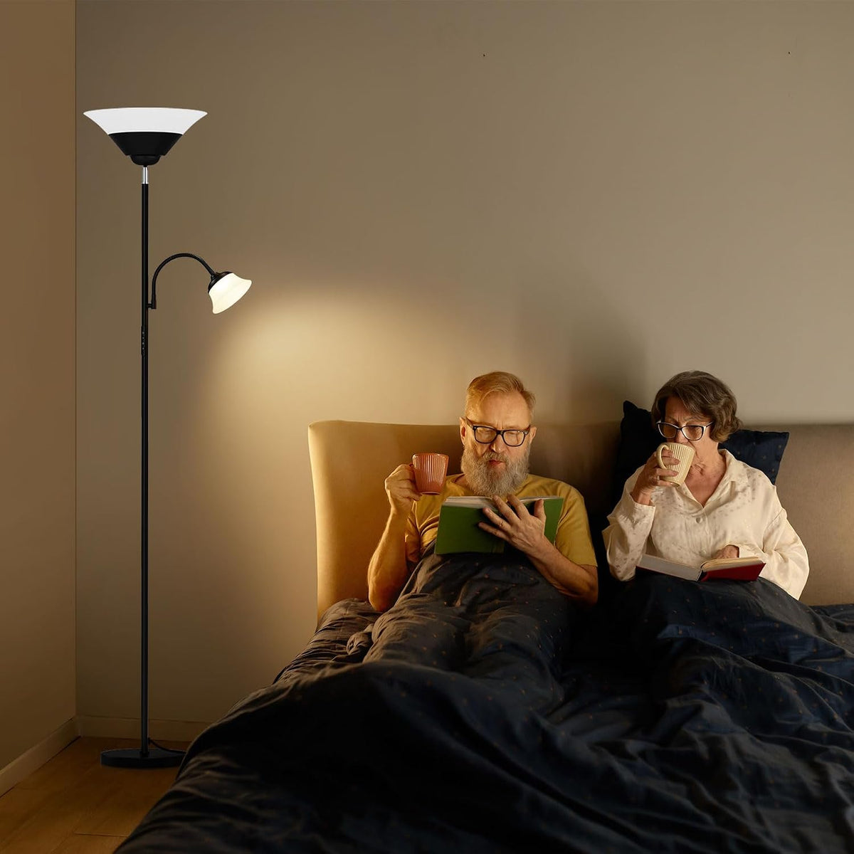 SIBRILLE 2-in-1 Torchiere Floor Lamp, 34W Super Bright LED Standing Lamp with...