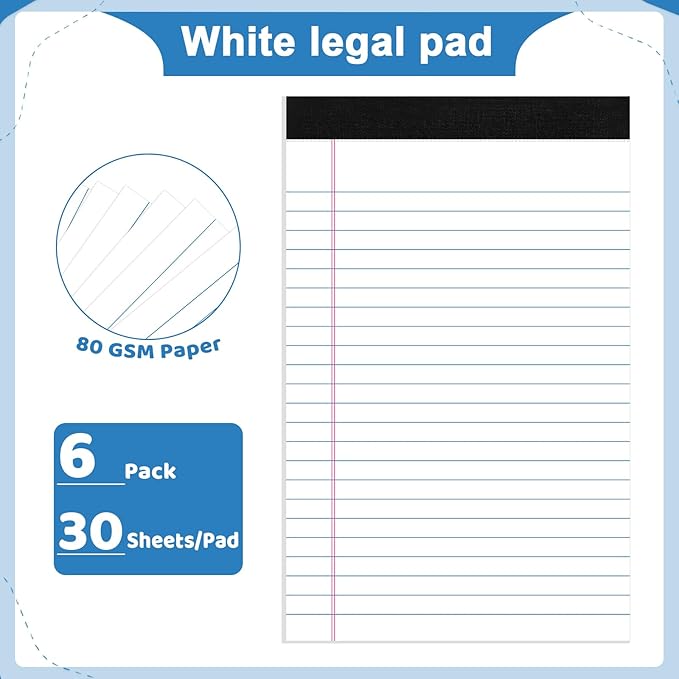 Thboxes 6 Pack Legal Pad 5x8, 180 Sheets Small Note Pad College Ruled Writing - Image 2