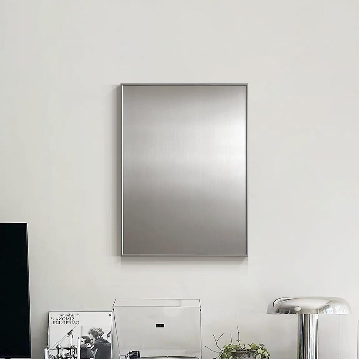 AMAATE Brushed Stainless Steel Magnetic Bulletin Board Silver Frame Display