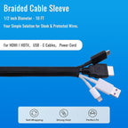 Flauzmann 1/2" Braided Cable Sleeve - 10Ft Cat Cord Protector Split Wire Loom - Image 4