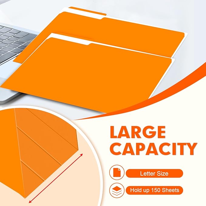File Folder, PANDRI 120 Pack File Folder, 1/3 Cut Tab, Letter Size, Filing - Image 4
