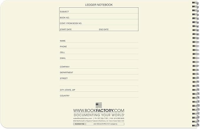 BookFactory Accounting Ledger Notebook/Large 5 Column Accounting Ledger - Image 2