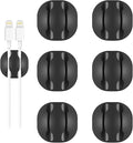 Shintop Cable Clips, 6 Pack Black Double Cord Holder Adhesive Cable Management by Shintop