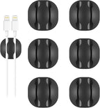Shintop Cable Clips, 6 Pack Black Double Cord Holder Adhesive Cable Management by Shintop