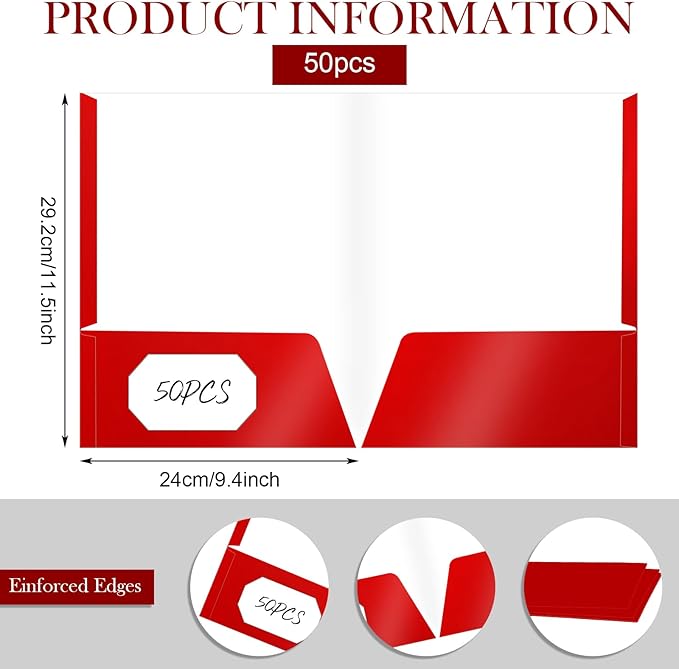 Jutom 50 Pcs 2 Pocket Glossy Paper Folders Glossy Paper Laminated Portfolios - Image 2