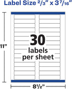 Avery File Folder Labels with TrueBlock Technology, Permanent Adhesive, 2/3" x 3-7/16", Laser/Inkjet, 4-Pack, 150 Labels Total (08593)