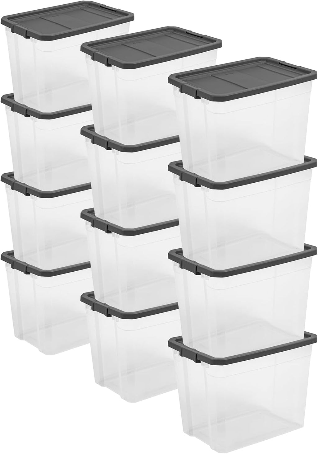 Sterilite 12-Pack Modular Stacker Box, Durable Clear Plastic Storage Bins