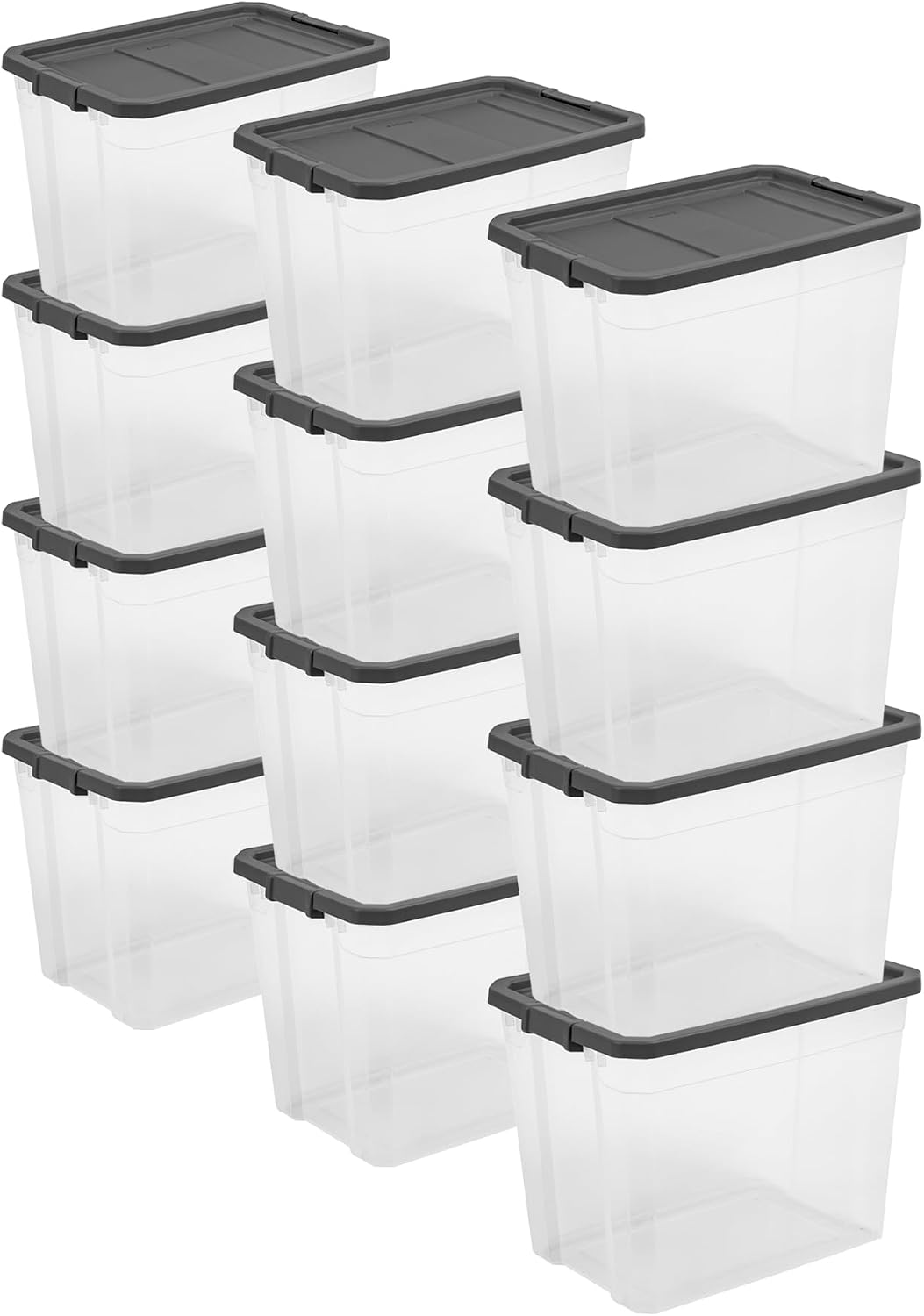 Sterilite 12-Pack Modular Stacker Box, Durable Clear Plastic Storage Bins