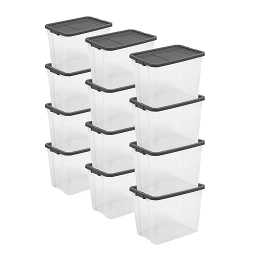 Sterilite 12-Pack Modular Stacker Box, Durable Clear Plastic Storage Bins by Sterilite