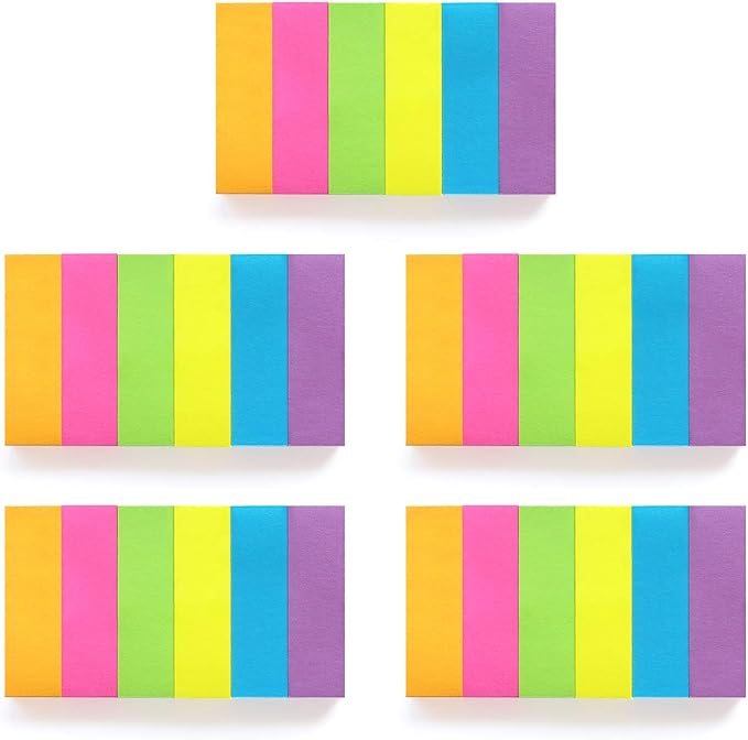 Eastern Wolf 30 Pads 0.5x1.8 Sticky Notes Flags Tabs Page Markers 6 Bright - Image 4