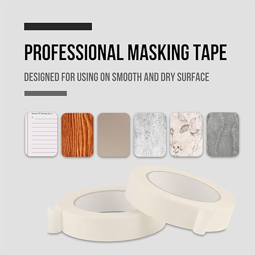 Lichamp Masking Tape 1 inch, 20 Pack General Purpose Beige White Masking Tape - Image 2