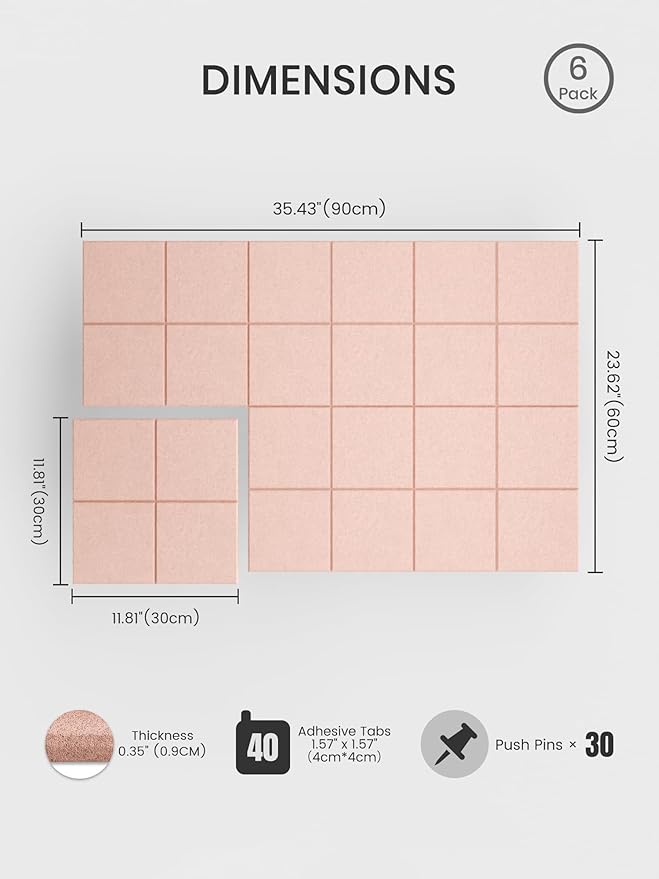 Bumusty Large Cork Board Alternative-36 x24 Felt Bulletin Board Tiles, - Image 2