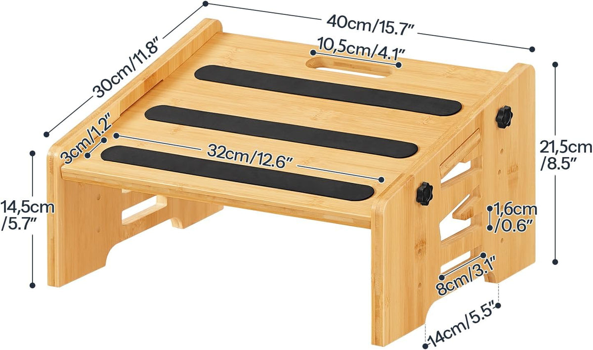 HOOBRO Bamboo Foot Rest, Adjustable Under Desk Footrest with 5 Height Options...
