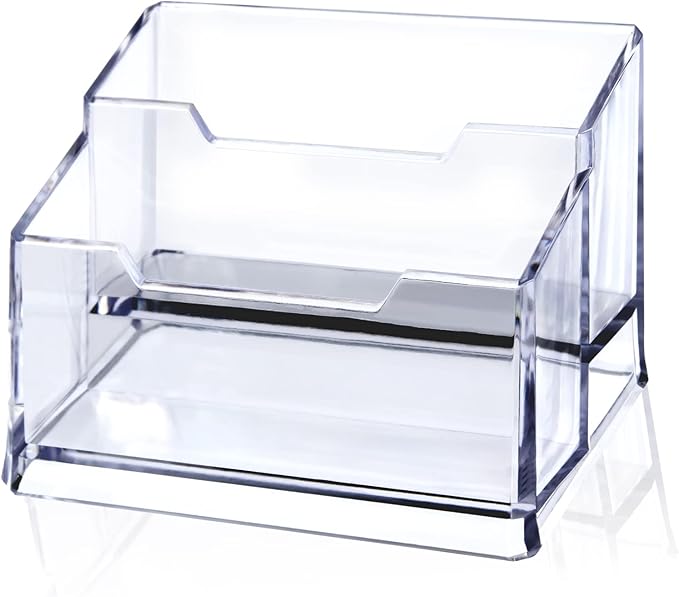Clear Acrylic Business Card Holder, 2 Tier Premium Acrylic Clear Business Card by MESCHETT