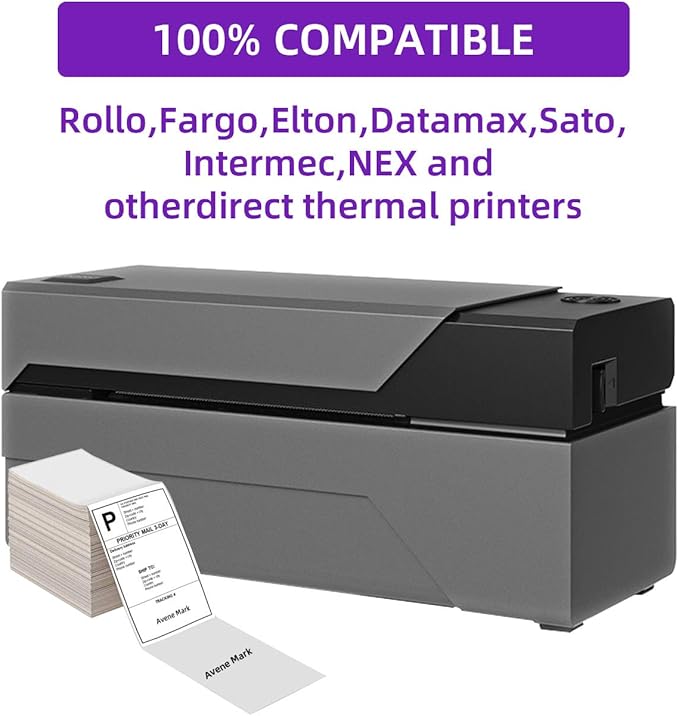 AveneMark 8 Stacks 4000 Labels 4" x 6" Fanfold Direct Thermal Labels, Postage - Image 7