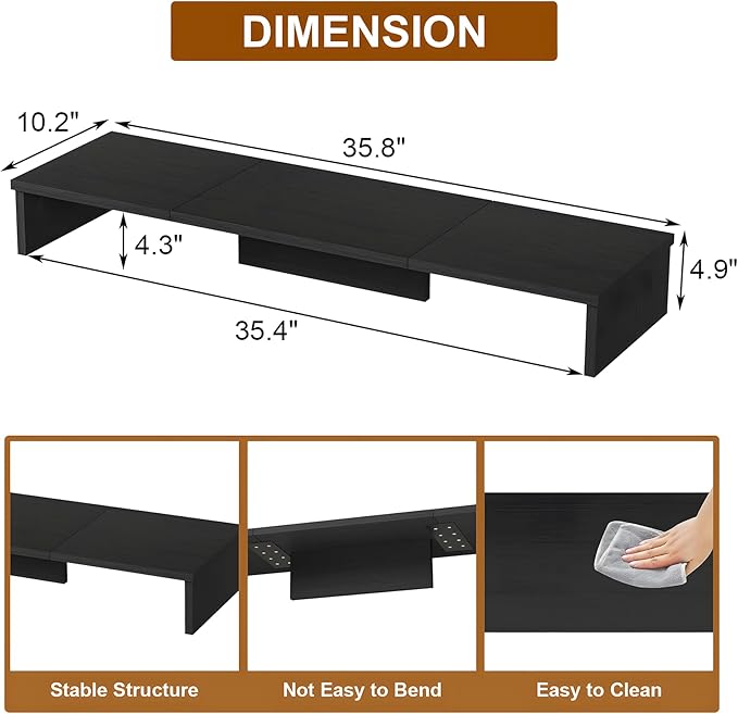 Qupui Dual Monitor Stand Riser, Large Computer Monitor Stand - Image 6