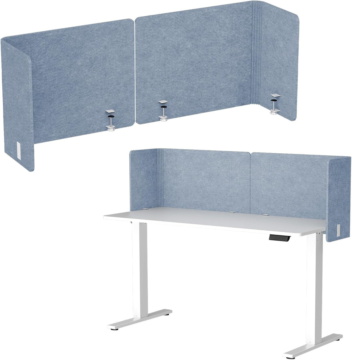 Desk Privacy Panel,2PCS L-Shaped Clamp-On Office Desk Divider,2-in-1 Adjustab...