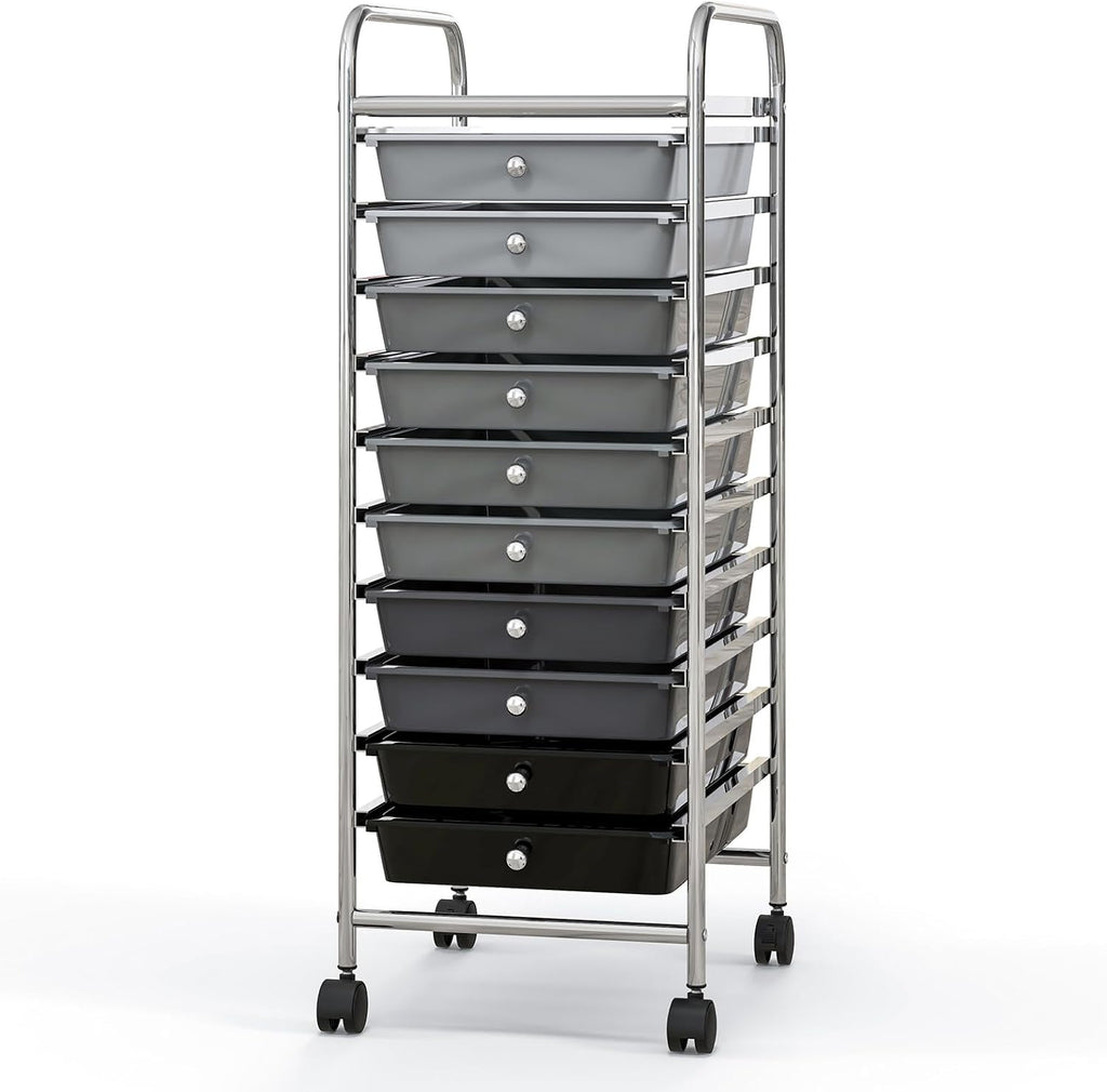Giantex 10-Drawer Storage Cart w/Universal Wheel, Rolling Cart w/Handle