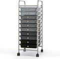 Giantex 10-Drawer Storage Cart w/Universal Wheel, Rolling Cart w/Handle