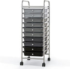 Giantex 10-Drawer Storage Cart w/Universal Wheel, Rolling Cart w/Handle