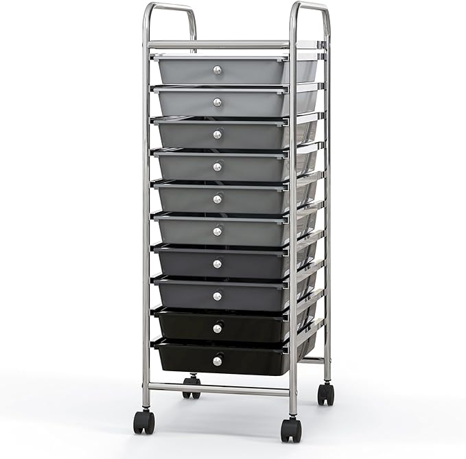 Giantex 10-Drawer Storage Cart w/Universal Wheel, Rolling Cart w/Handle by Giantex