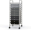 Giantex 10-Drawer Storage Cart w/Universal Wheel, Rolling Cart w/Handle by Giantex