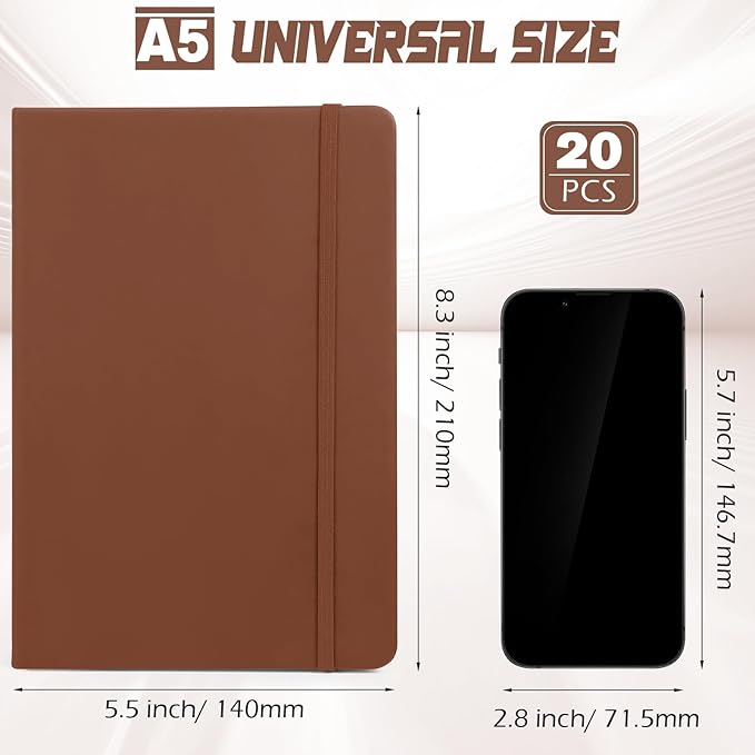 Honoson 20 Pack Lined Journal Notebooks A5 Hardcover Executive Notebook 5.5" x - Image 2