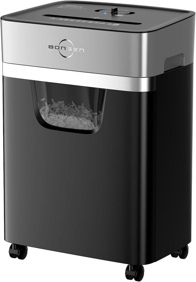 BONSEN 14-Sheet Paper Shredder for Home Office, Heavy Duty Cross Cut Shredder by BONSEN