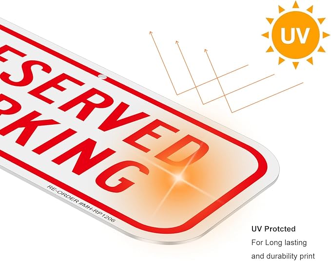 2 Pack Reserved Parking Signs, 12x6Inch Aluminum Reserved Sign, UV Protected - Image 5