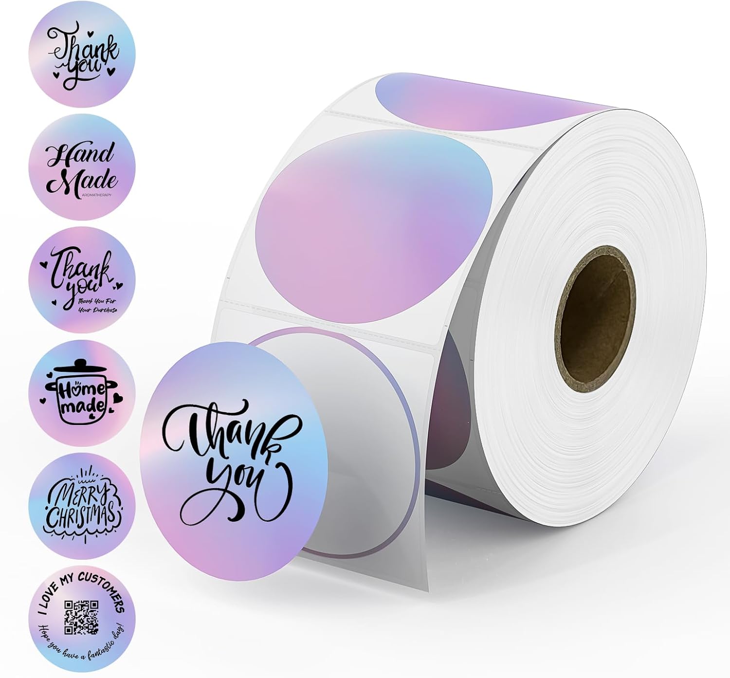 MUNBYN 2 Inch Round Thermal Labels for Businesses, 750 Sheets/1 Roll | Direct Thermal Printer Labels, No BPA and BPS, Self-Adhesive, Print Clear and Sharp, Wide Compatibility