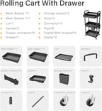 Sorgion 3 Tier Rolling Cart Organizer, Laundry Room Bathroom Organizers and - Image 7