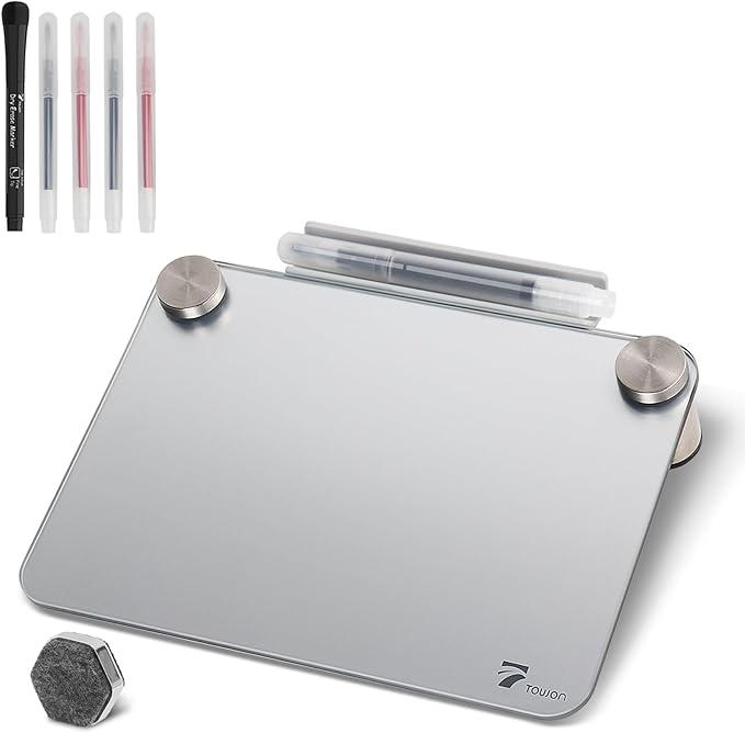 Silver Metallic Glossy Mirror Small Whiteboard by TOWON