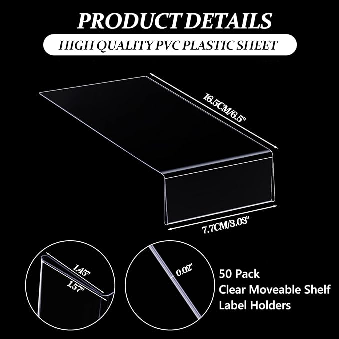 Containlol 50 Pcs Moveable Shelf Label Holders - Image 2
