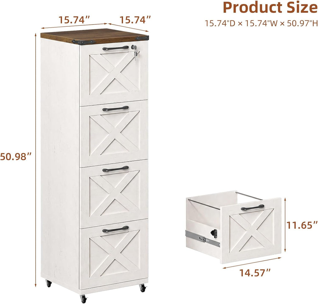 vabches vertical farmhouse locking rolling file cabinet, office, close-up detail