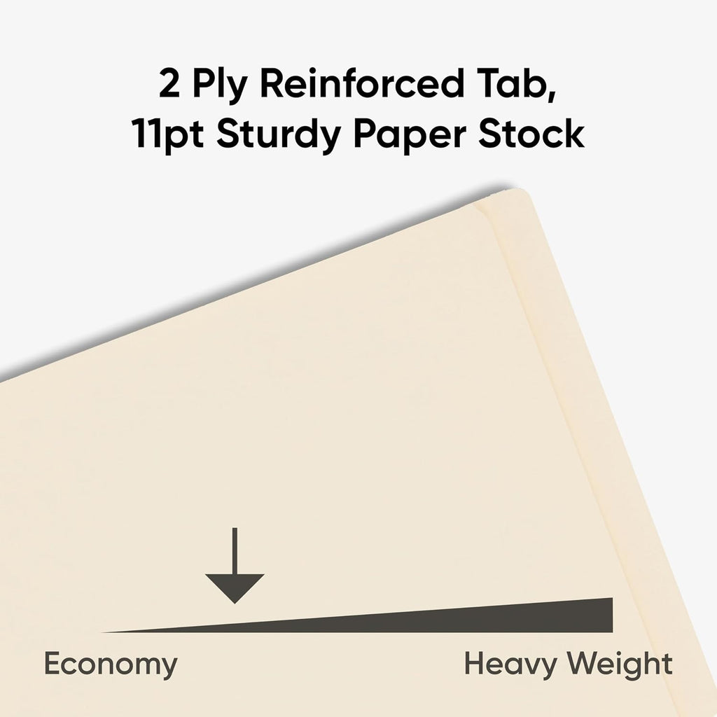 Smead Heavyweight End Tab Fastener File Folder, Shelf-Master® Reinforced Straight-Cut Tab, 2 Fasteners, Letter Size, Manila, 50 per Box (34215)
