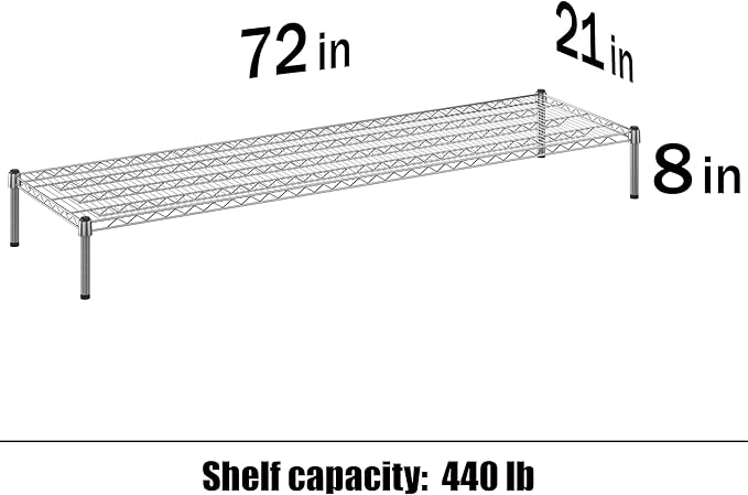 Regal Altair 21" Deep x 72" Wide x 8" Height Wire Shelving Kit | 1-Tier | NSF - Image 3