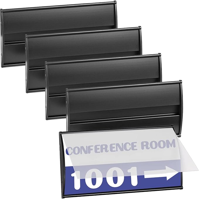 Set of 5 –Sturdy & Elegant Black Aluminum Wall Mount Name Plate Holder by SINKAA