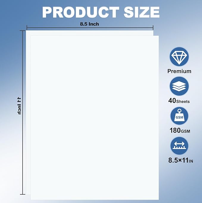 8.5 x 11 Inch White Cardstock 40 Sheets, Premium Thick White Card Stock Paper - Image 2