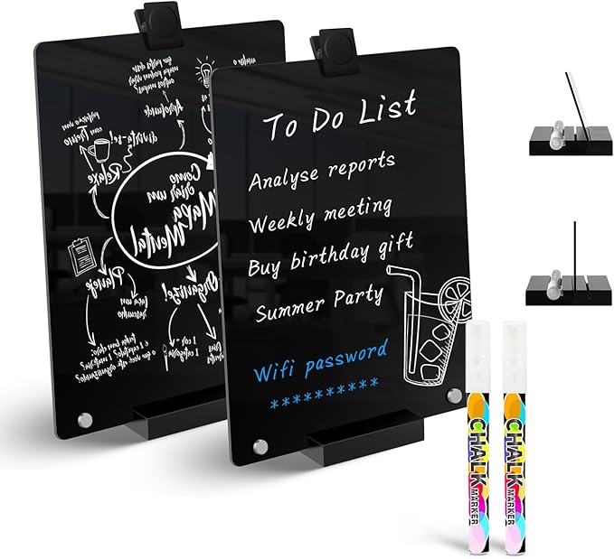 Kivsty 2 PCS Desktop Black Dry Erase Board by Kivsty
