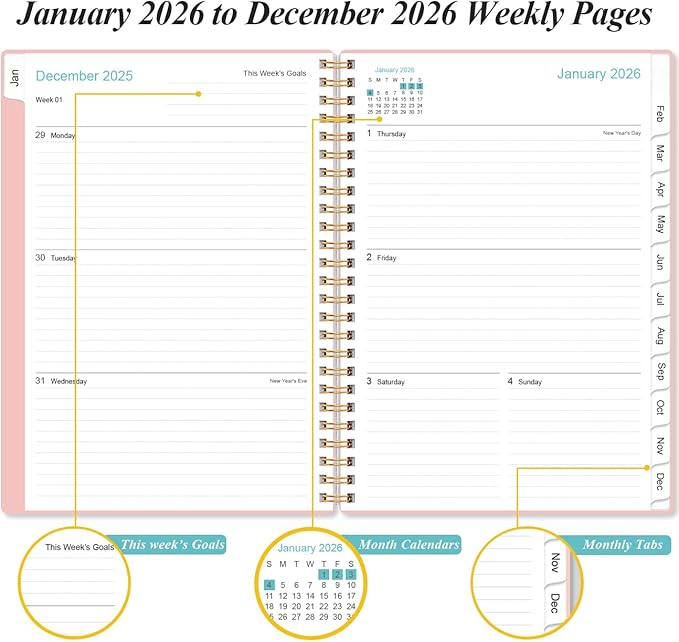 2026 Planner - Planner 2026 from January 2026 - December 2026, Weekly & Monthly - Image 3