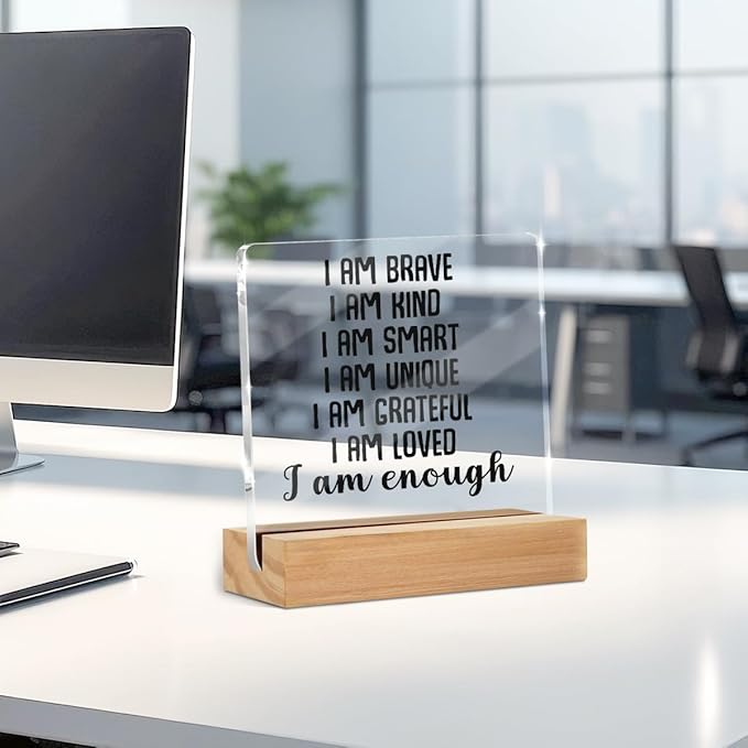 Positive Affirmations I Am Enough Desk Decor Acrylic Sign, Inspirational Gifts - Image 4