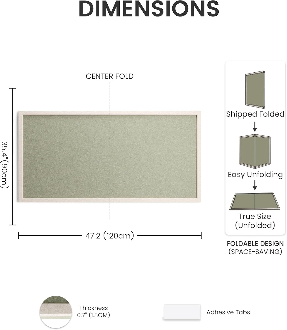 Fluxynara Framed Felt Bulletin Board, 47.2" x 35.4", Sage