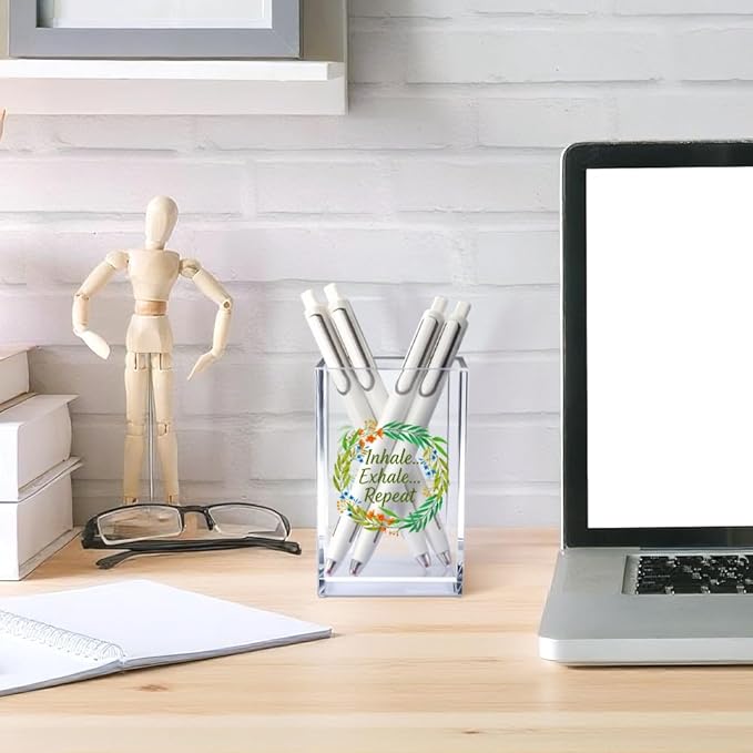 Vgrti Inhale Exhale Repeat Acrylic Cosmetic Pencil Pen Holder Cup, - Image 4