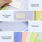 11-Hole Binder Pockets, Fits Letter/A4 Size for 2/3/4 Ring Binder, 10 Pack | Plastic Expanding File Folders with Label & Hook-Loop Closure, 200-Sheet Capacity, Suitable for Home, Office, School