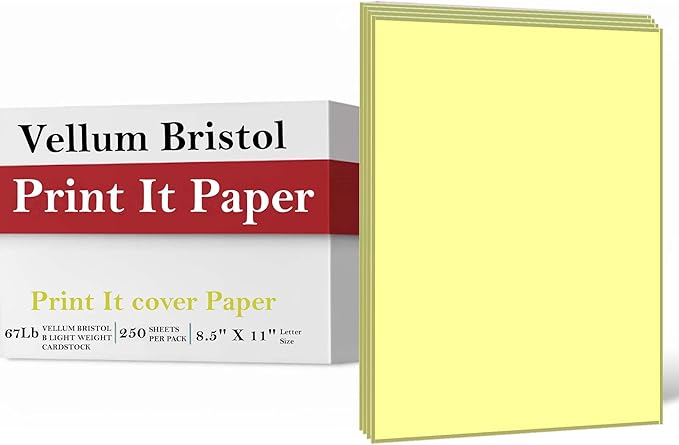 Print It - Vellum Bristol Colored Cardstock Cover Paper, 67 Lb, 8.5" X 11” by Unknown