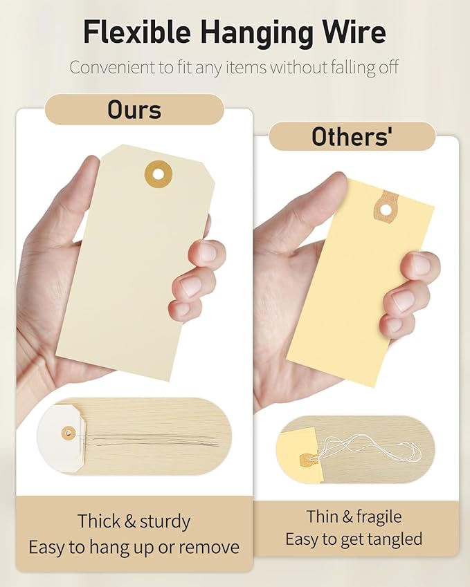 Uniclife 100 Pcs Manila Tags Blank Shipping Tag - Image 4