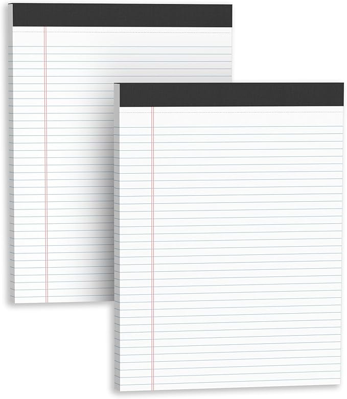 Legal Pads 8.5 X11, Narrow Ruled Notepads, 2 Pack, 50 Sheet/Pad, Tear Off by Glyanlee