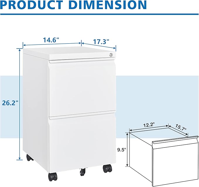 BYNSOE 2 Drawers File Cabinet - Image 3