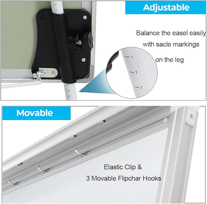 DexBoard 2-Pack 36 x 24 Inch Magnetic Dry Erase Easel Tripod Stand, Height - Image 4